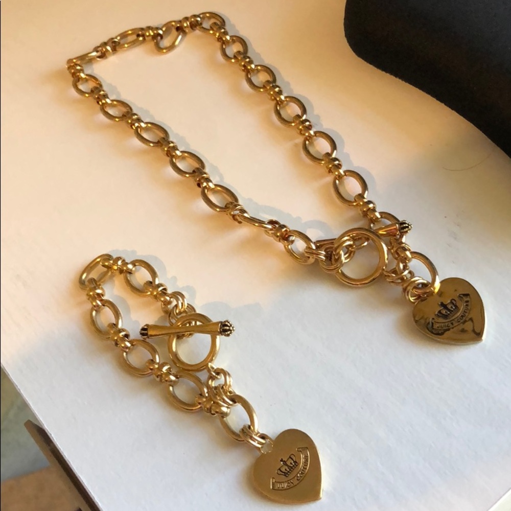 Juicy Couture gold necklace and bracelet set